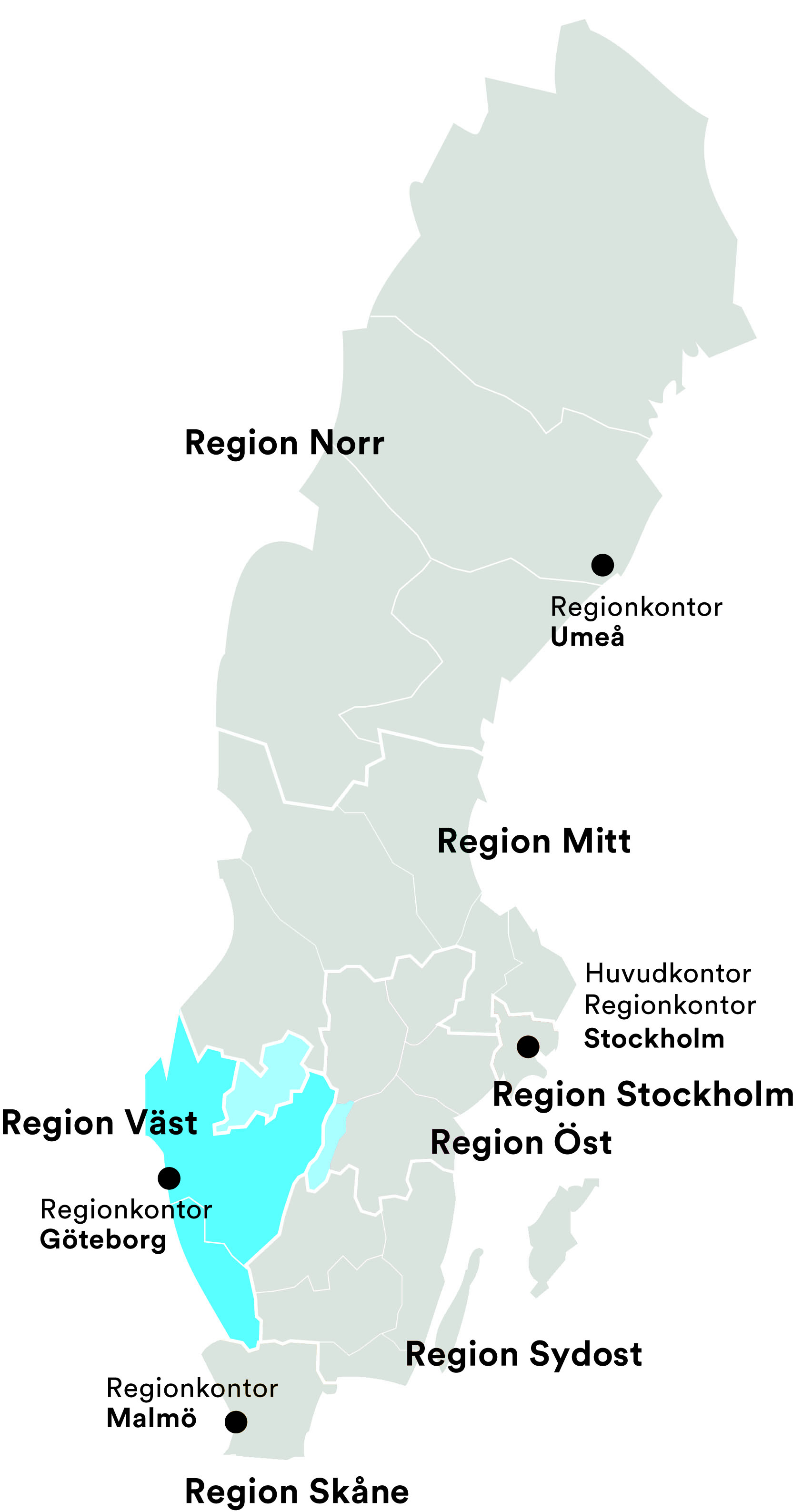 Karta region Väst