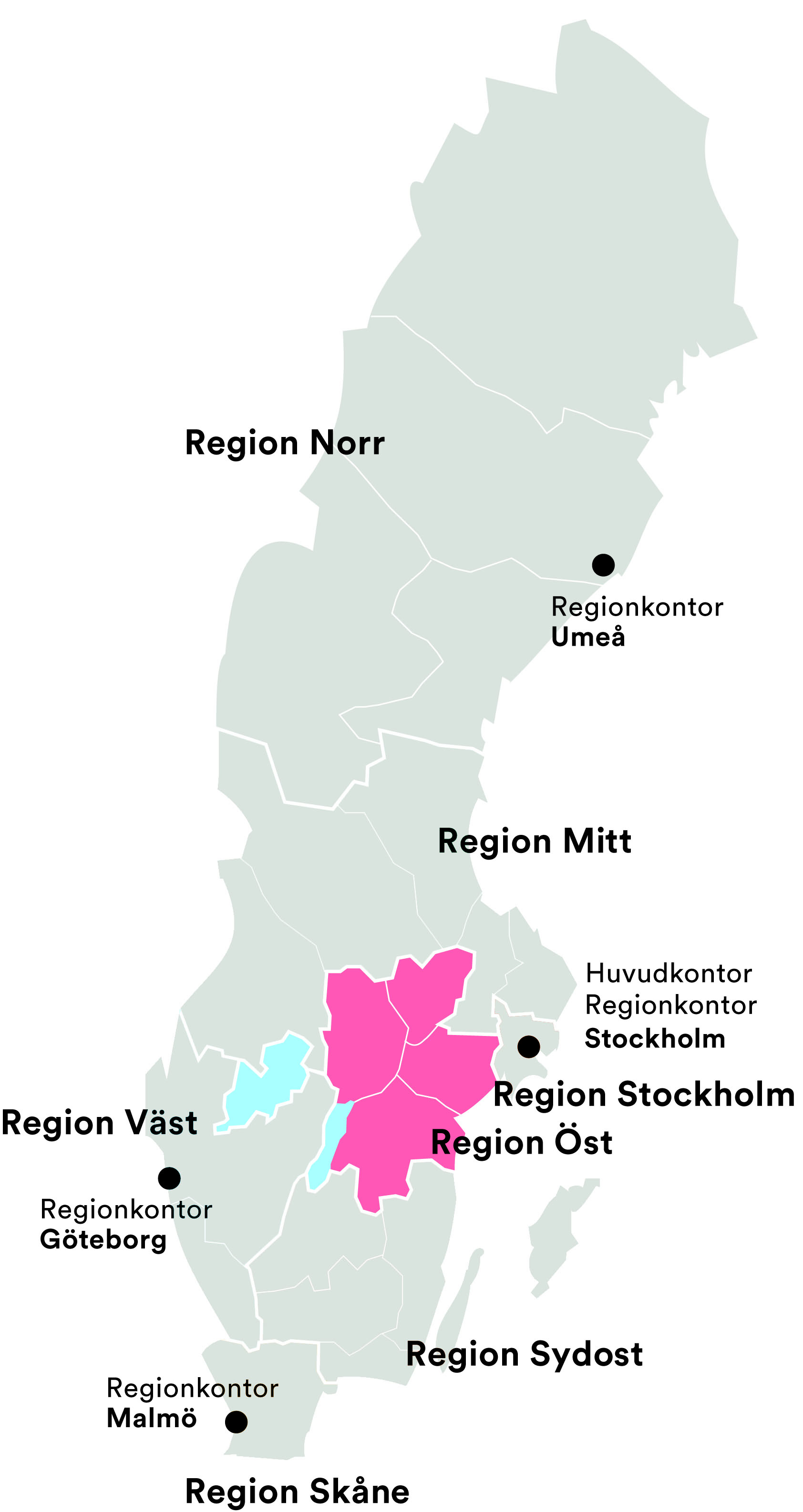 Karta region Öst