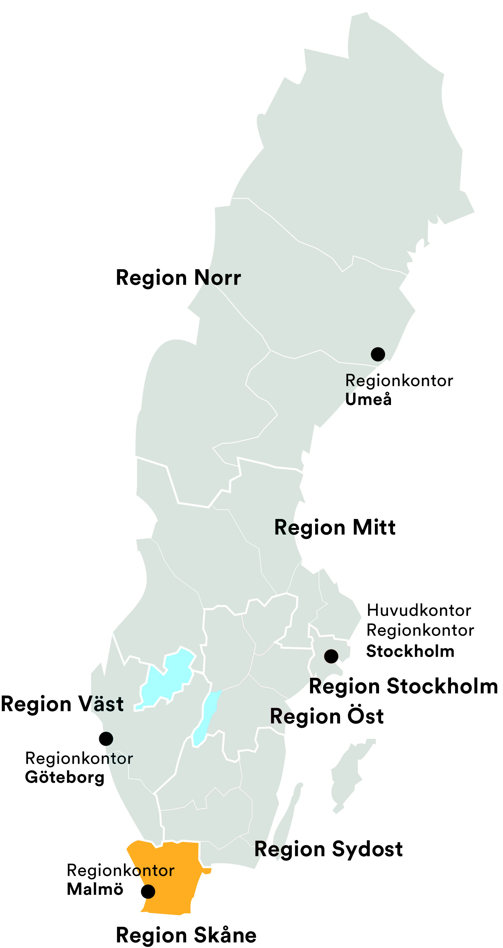 Karta region Skåne
